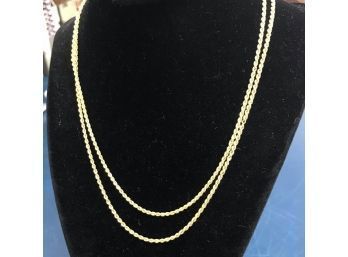 14k Double Stand Twisted Rope Necklace 5.35 Grams