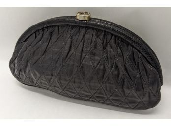 Very Very Rare 1980s Chanel Leather Quilted Clutch With Lizard Trim