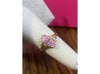 14k Pink Gemstone Diamond Ring Size 6.75 3.25 Grams