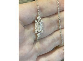 14k White Gold Art Deco Diamond Necklace