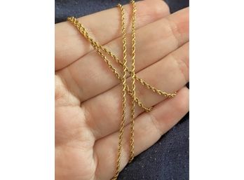 14k 20 Inches Twisted Rope Necklace 4.85 Grams 2mm Wide