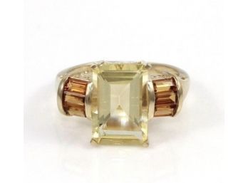 14k Emerald Cut Citrine Ring By STS Size 6 4.35 Grams
