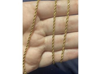 14k Solid 2-2.5 Mm Twisted Rope Chain Barrel Patch Clasp