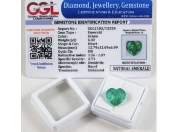 Emerald 6.32 Carat Heart Cut