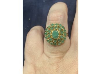 14k Emerald 3.50 Carat Double Halo Ring Size 8