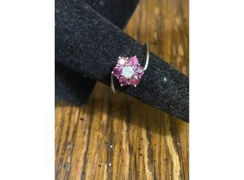 Platinum Ruby .25 Round Solitaire Diamond Ring Size 7 Not 14k Or 18k Gold Not Plated