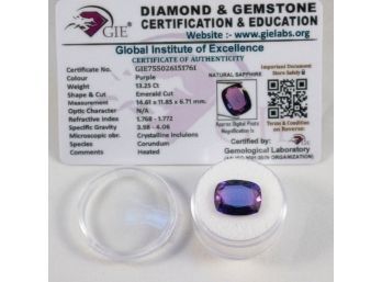Certified Natural Purple Sapphire 13.25 Carats Color Shifting