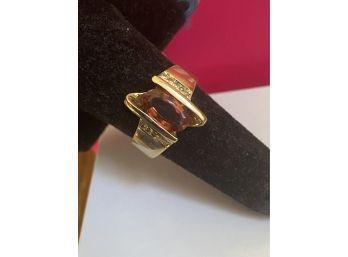 14k 2.50 Carat Pink Tourmaline Diamond Ring Size 8 6.7 Grams