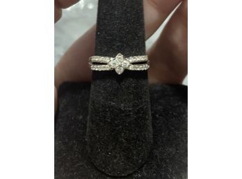 14k White Gold Floral Diamond Ring Size 7 3.35 G