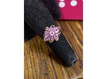 14k Pink Sapphire Floral Ring Size 7.25 2.75 Grams