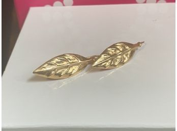 14k Leaf Dangle Hook Earrings