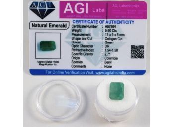 Certified Natural Loose Emerald Emerald Cut 5.60 Carats
