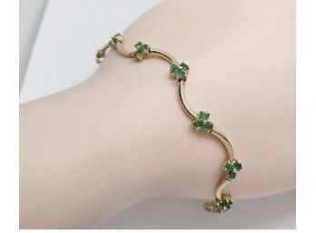 14k Natural Emerald Bracelet 2.5 Carats 6.45 Grams 7.25 Inches