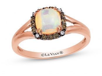 14k Levian Rose Gold Chocolate Diamond Opal Ring Ring Size 6.5