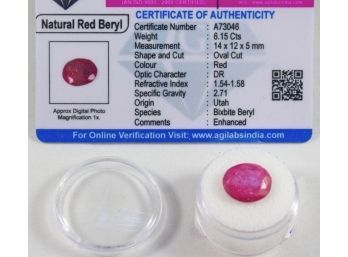 Natural Red Beryl 6.15 Cts