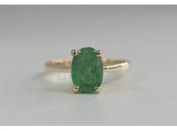 14k 2.75 Carat Oval Emerald Solitaire Ring Size 10 4.04 Grams