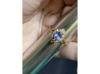 14k  1.41 Tanzanite Diamond Halo Ring Size 7.5