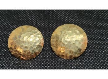 14k Hammered Dome Earrings 2 G