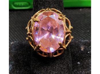 10k 15 Carat Pink Gemstone Ring Size 8.75 10.75 Grams