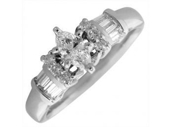Platinum PT950 1/2 Carat Mixed Cut Diamond Ring Size 6.5