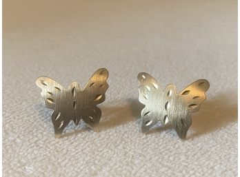 14k Solid Gold Butterfly Earrings Post Back