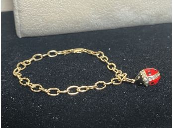 14k Vintage Slc Diamond Ladybug Charm Bracelet