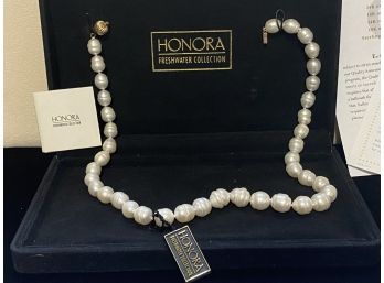 14k Honora Graduation Pearl Necklace Nwt Certificate Of Authenticity