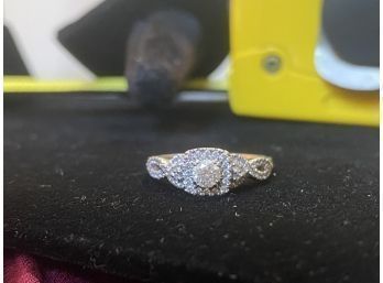 14k White Gold Halo Engagement Ring .75 Carat Total With .25 Center Stone