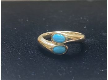 14k Turquoise Bypass Ring