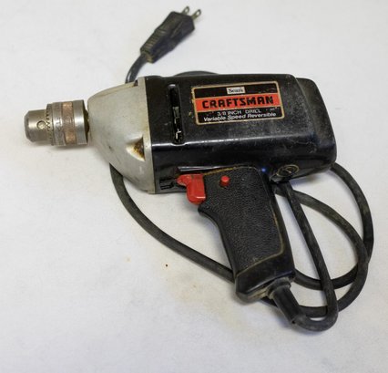 Sears Craftsman 3/8 Inch Drill, Variable Speed Reversible, Tested
