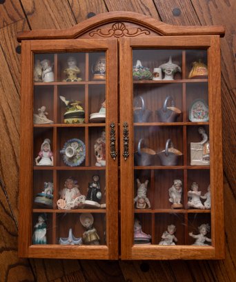 Vintage Wooden Cabinet Full Of Vintage/antique Trinkets
