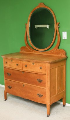 Victorian Dresser W/ 4 Drawers And Mirror