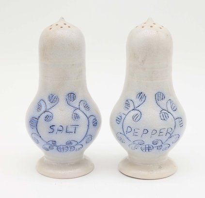 Husby Studio Art Pottery Salt Pepper Shakers Grey Blue Design Warren Mackenzie