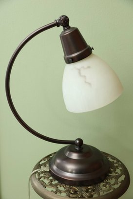 OttLite Bronze Antique Style Marble Shade Table Desk Lamp