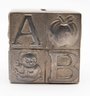 Babys First Coin Bank - Silver Alphabet Block - Children's Nursery Decor - Baby Shower Gift Idea - Vintage Pa