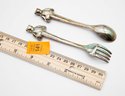 Child Size Fork & Spoon With Teddy Bear Silver Plated - In Tiffany Pouch