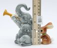 Vintage Goebel Elephant With Trumpet Made In W Germany & Old Figure Rabbit Made In Germany Painted Porcelain