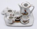 Cobalt Blue Miniature Tea Set 10pc Courting Couple Gold -10pc Porcelain Miniature Tea Set - 3 Sets
