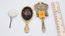 Vintage Miniature Handheld Mirrors - 3 Total - Vintage Tiny Gilt Ornate Hand Mirror