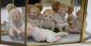 Antique Bisque Dolls  Display Cabinet Included