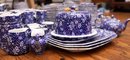 Burleigh Staffordshire England Calico Blue Collection - 178 Pieces - Large Collection