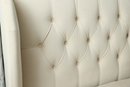 Fabric Wingback Design King Bed With Button Tufted Details - Please Look Through All Photos