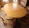 Vintage Pine Table W/ Leaf Included - 4 Chairs On Wheels Included-please Look Through All Photos For Dimension