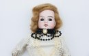 12' Bisque Doll - Indiscernible/faded Marks On Doll - Wicker Chair Included