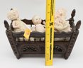 Vintage Jointed Bisque Dolls - 3 Total - Doll House Wooden Vintage Crib Included - Decor - Nippon Doll (1)