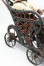 Antique Armand Marseille German Bisque Doll A3M #390 & Antique Wicker Doll Wheel Chair Metal Wheels-rare