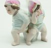 Antique Chamber Pot Babies Boy Girl Twin Potty Bisque Porcelain Vintage Figurines (2) - Porcelain Girl W/ Bask