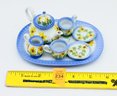 8 PC MINIATURE DOLLHOUSE CHINA YELLOW DAISY FLOWER TEA SET HAND PAINTED, Miniature Doll House Tea Set