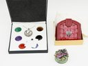 Leather Brighton Purse (new) - Jeweled Trinket Box W/ Austrian Crystals - Onyx, Signed 925  Pendant Necklace