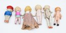 Vintage/Antique Bisque Jointed & Frozen Dolls Made In Japan - Lot Of Assorted Bisque Dolls -  6 Total